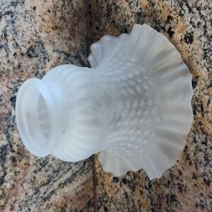 Two Vtg Frosted Ruffled Tulip Glass Lamp Shades  2 1/4